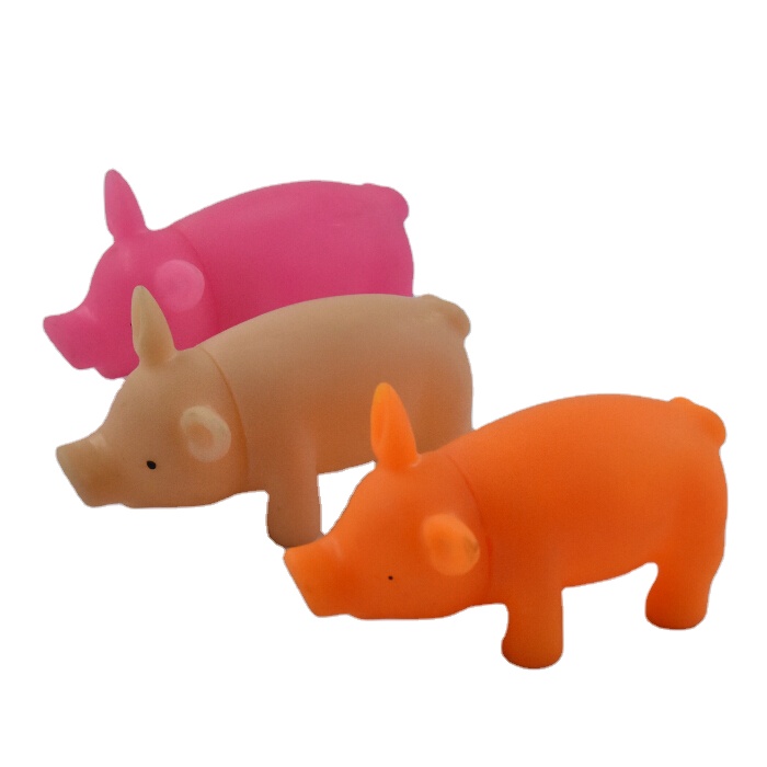 Squeaky Eco-friendly Vinyl toy Rubber Pig Shape Pet Chew Dog Toy Colorful Cute Pet Toy